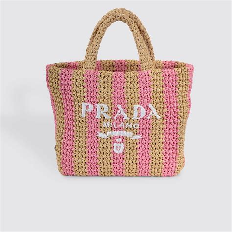 prada pink stripe straw bag|farfetch prada beach bags.